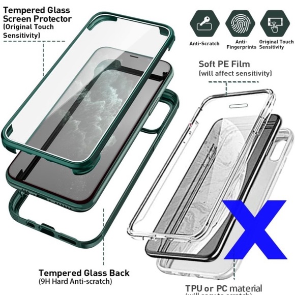 iPhone 12 mini case with built in hard tempered glass Green - Picture 11 of 12